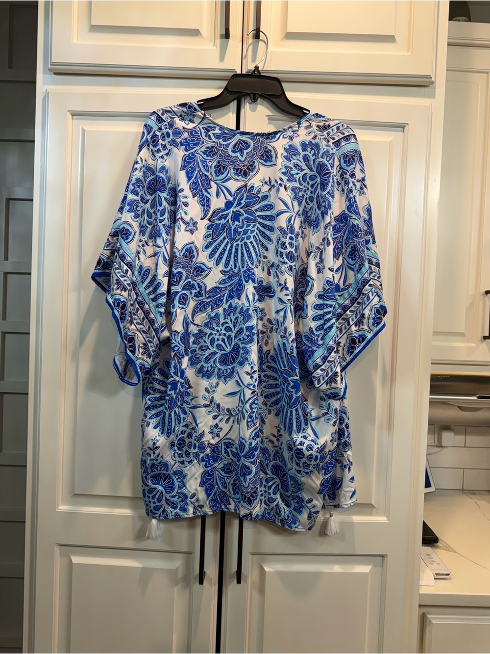 La Blanca Blue and White Floral Swim Cover-Up with Bikini bottoms - Picture 6 of 9